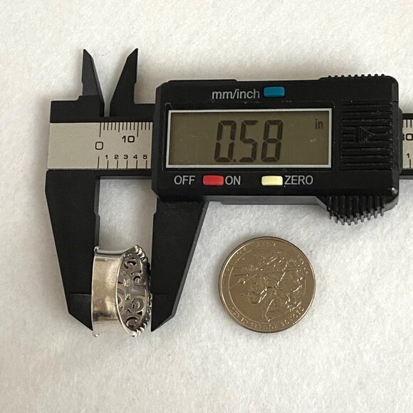 Sterling Silver 925 Curved Pierced Scrollwork 0.5" Wide Band Ring Size 6.5 - Picture 13 of 16